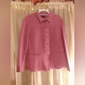 Lands' End Size 18 Pink Button Down Wool Jacket